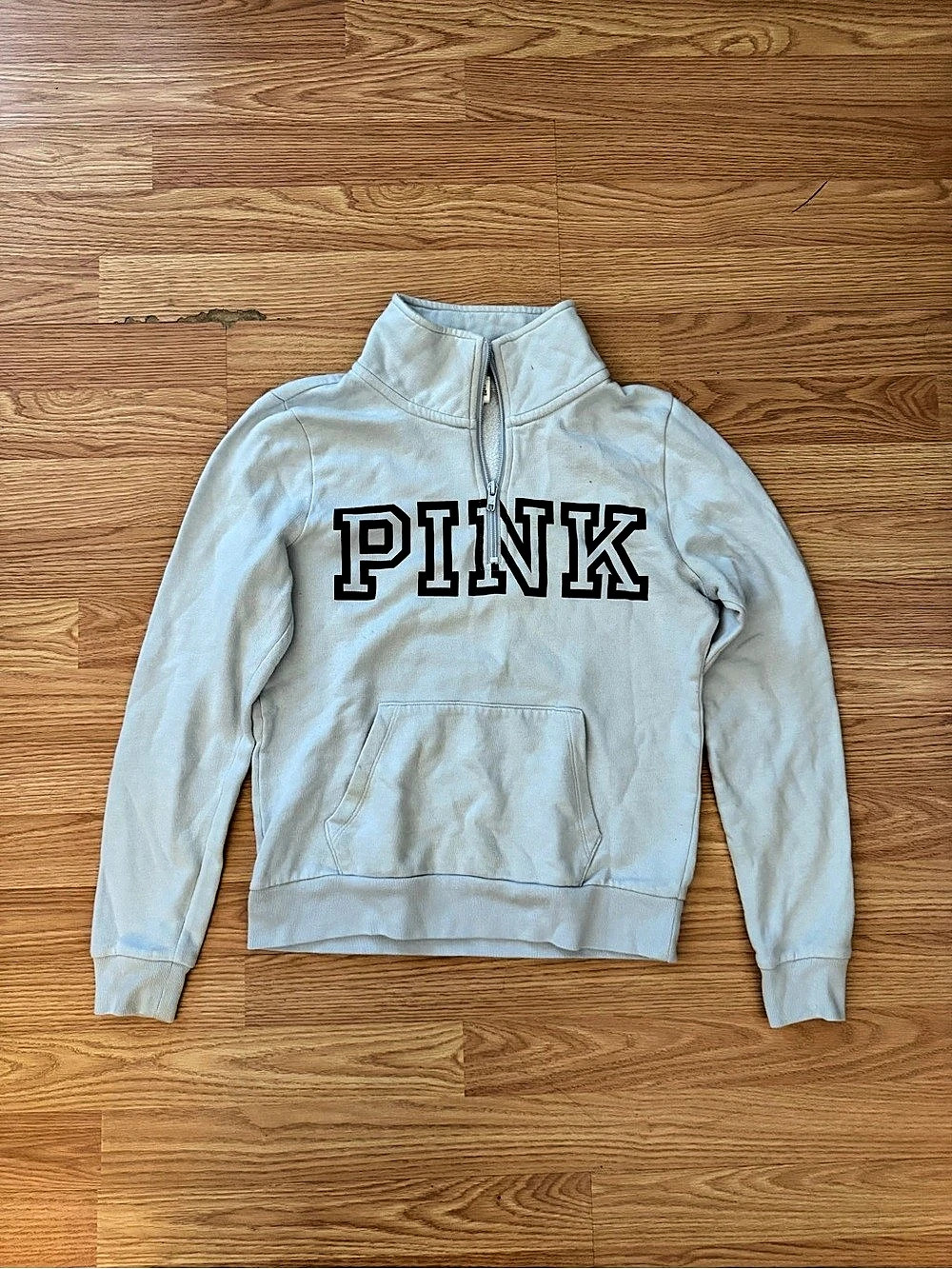 PINK Quarter-Zip Hoodie Gray Size XS